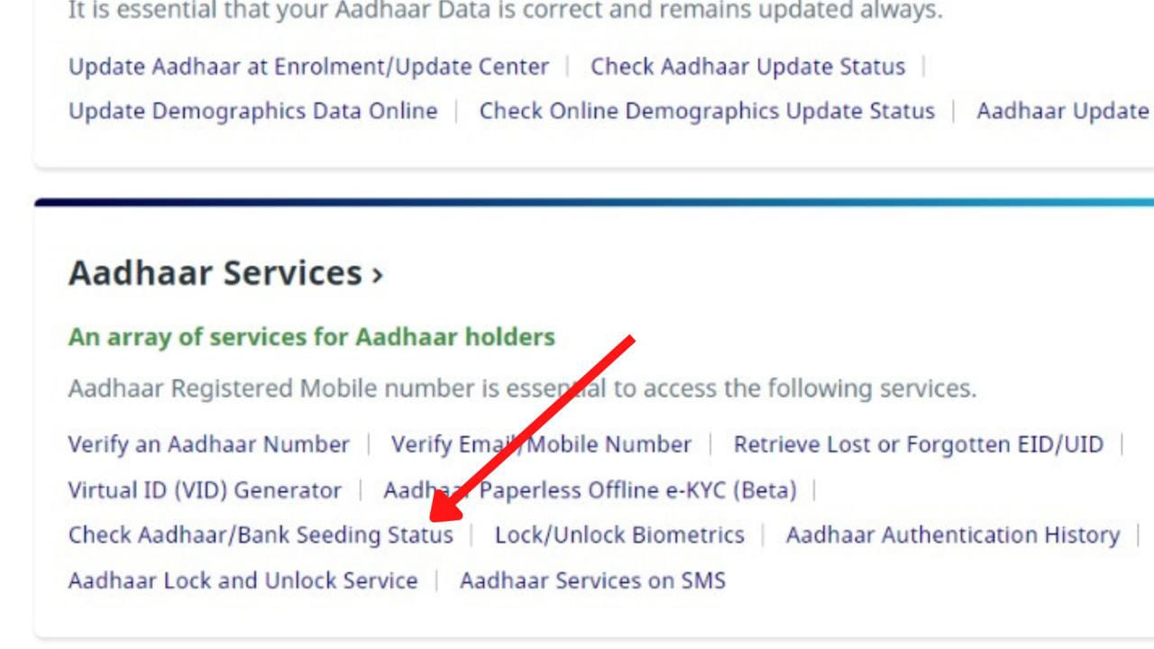 Aadhaar Bank Link Status Check All Banks Online Process